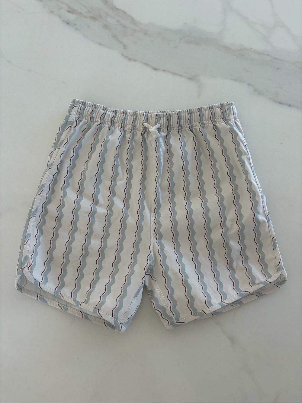 Rylee + Cru Light Gray Swim Trunks with Subtle Stripes